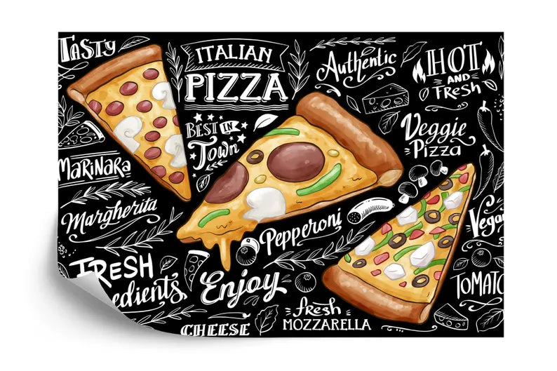 Pizza Restaurant Wall Mural, Italian Decor Art Print