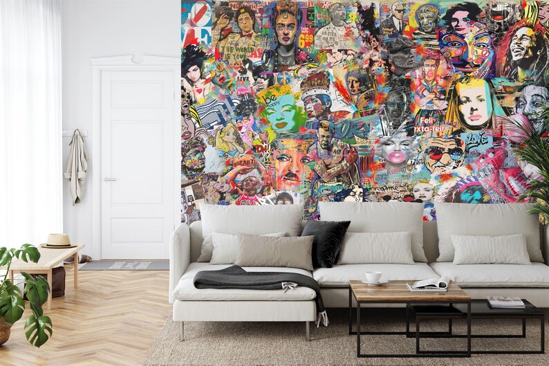 Pop Art Graffiti Mural: Customizable Urban Street Style
