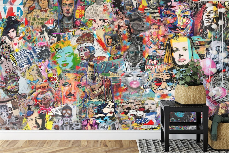 Pop Art Graffiti Mural: Customizable Urban Street Style
