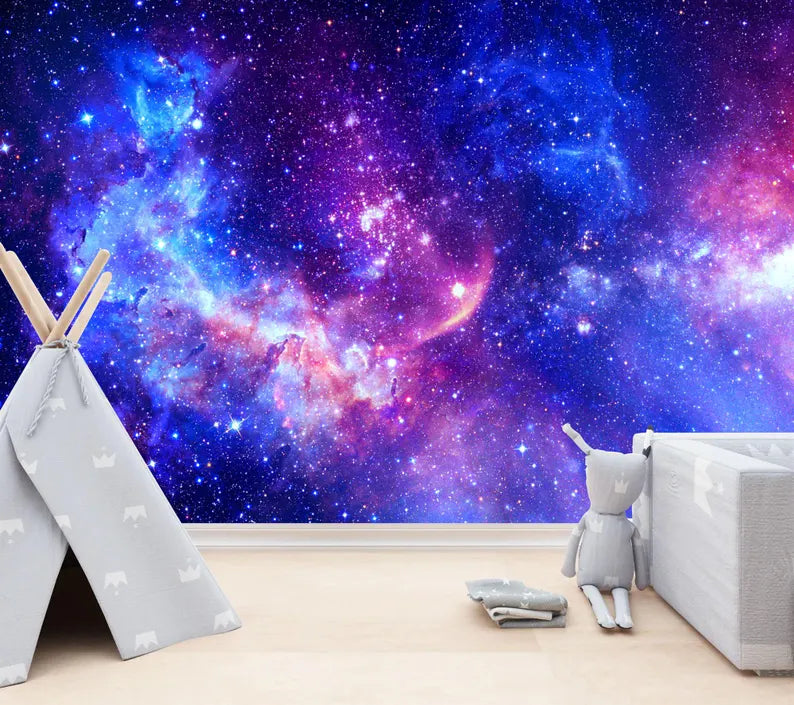 Galaxy Stars Peel and Stick Wall Mural – Violet Azure Space