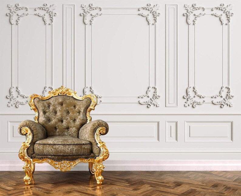 French Frame Wallpaper Mural, Retro Ornament Decor