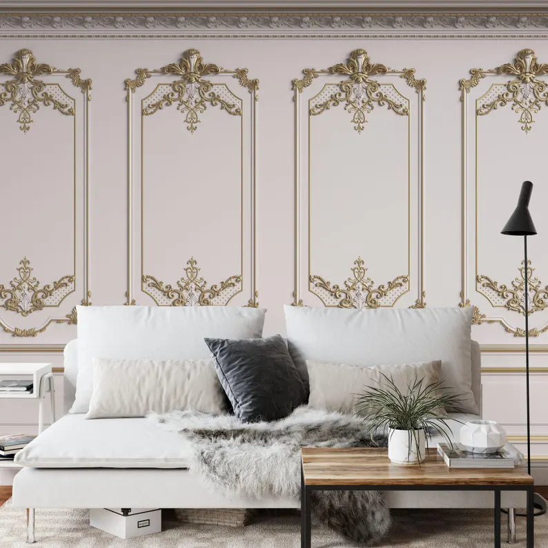 French Frame Ornament Decor, Retro Elegant Wallpaper