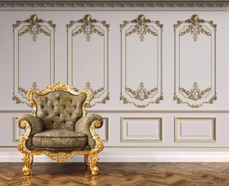 French Frame Ornament Decor, Retro Elegant Wallpaper