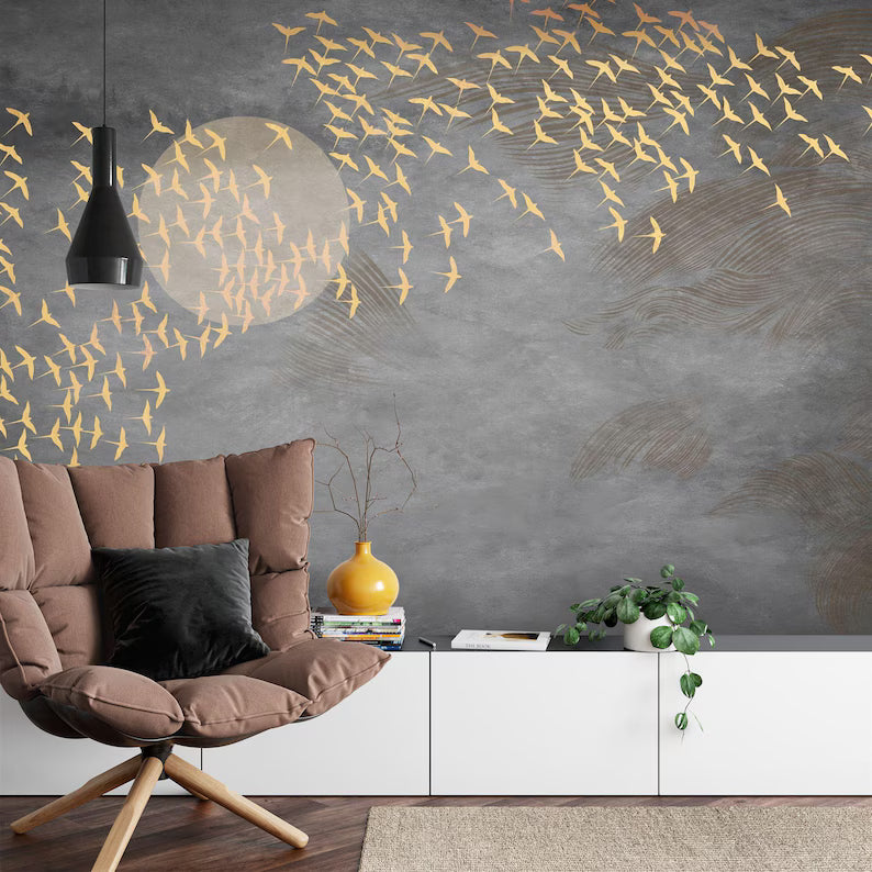 panoramic wall mural wallpaper presenting the complete artwork layout designed for large interior wall spaces wall decor wa