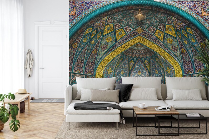 Persian Mosaic Art Mural, Islamic Wall Decal Art Print