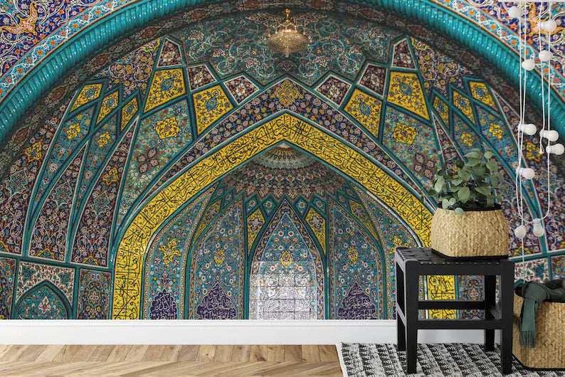 Persian Mosaic Art Mural, Islamic Wall Decal Art Print