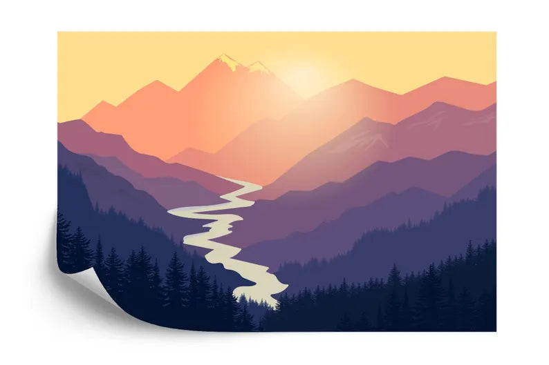 Purple Mountain Landscape Wall Mural
