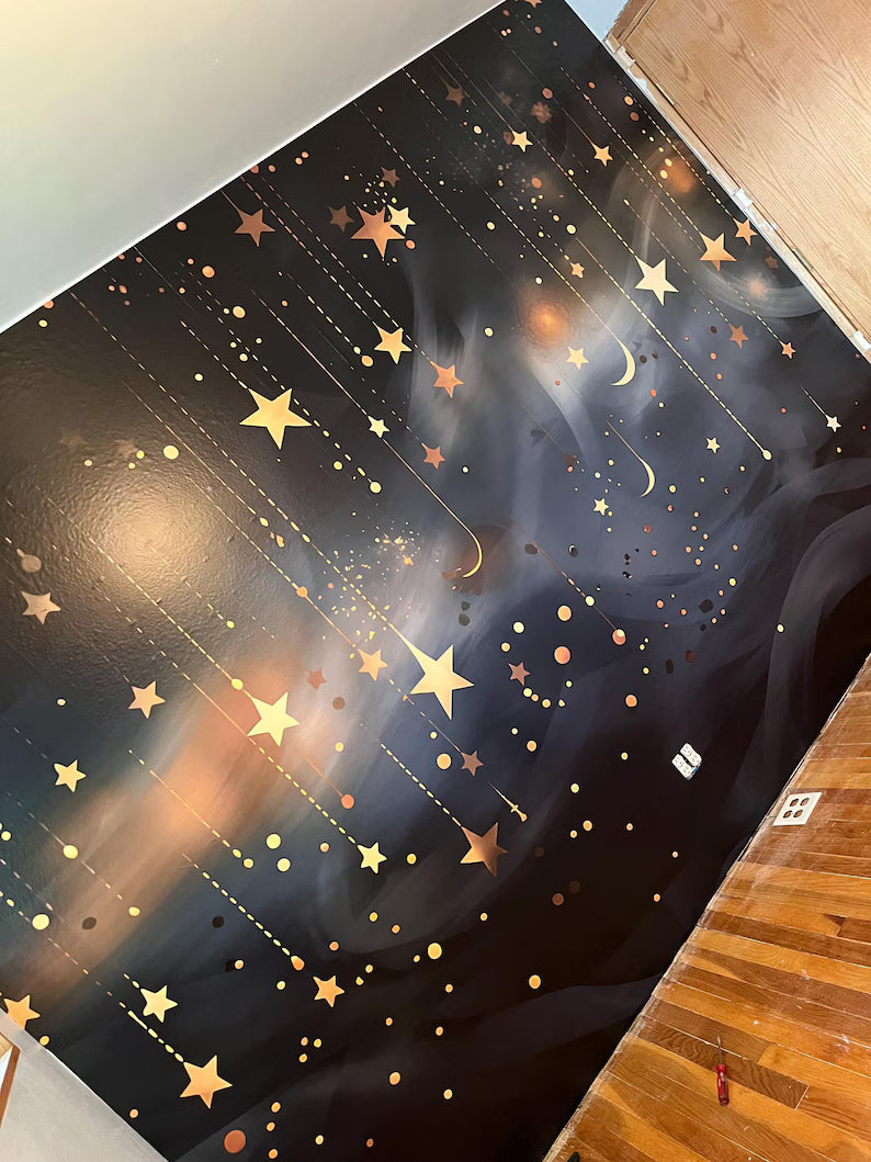 Night Sky Stars & Moon Wallpaper Mural Wall Decal