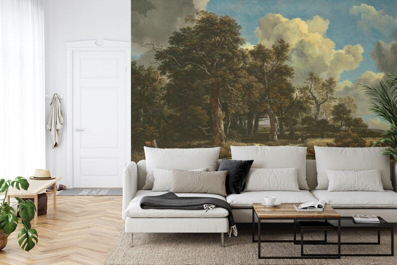 Forest Edge Oil Painting Wallpaper Mural