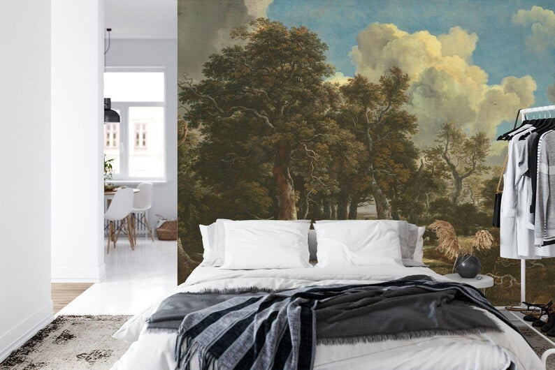 Forest Edge Oil Painting Wallpaper Mural