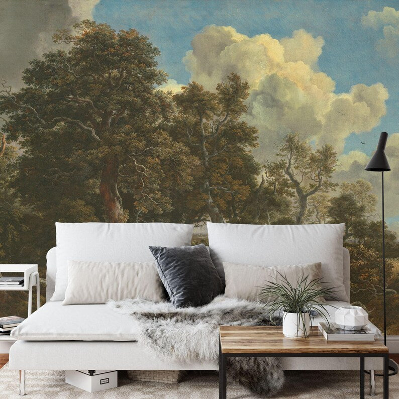Forest Edge Oil Painting Wallpaper Mural