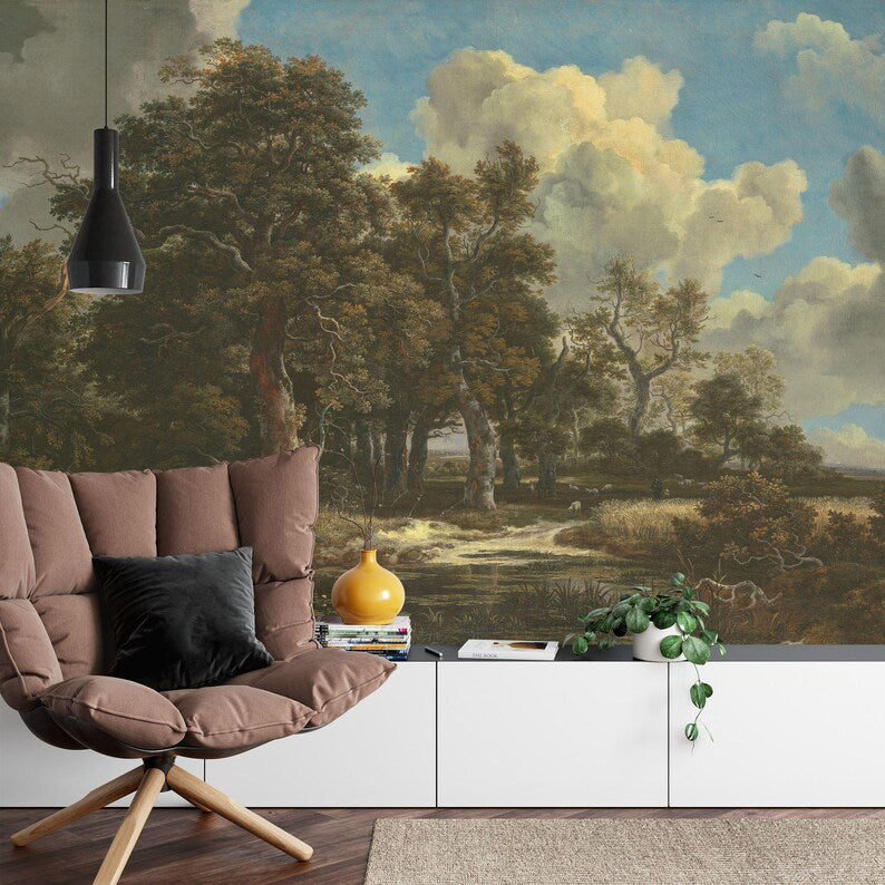 Forest Edge Oil Painting Wallpaper Mural