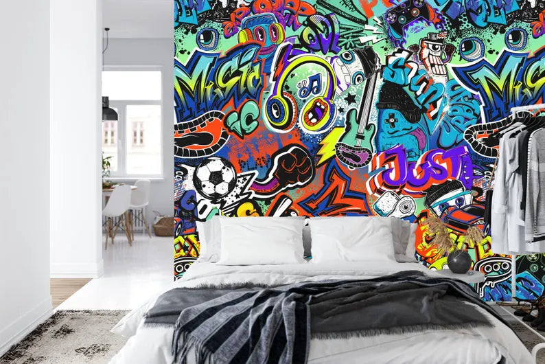 Graffiti Street Wallpaper Mural, Urban Art Print