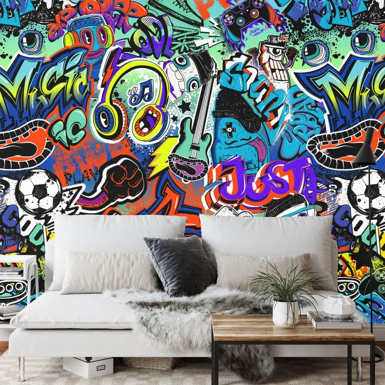 Graffiti Street Wallpaper Mural, Urban Art Print