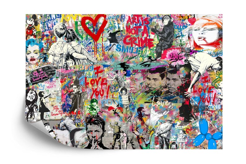 Graffiti Mural Wallpaper, Modern Street Art Print