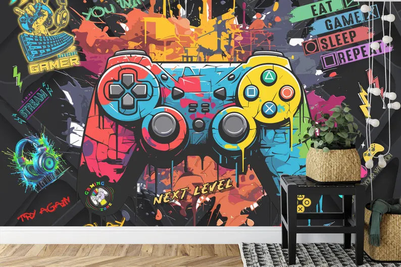 Gaming Room Wallpaper Mural, Kids Room Decor