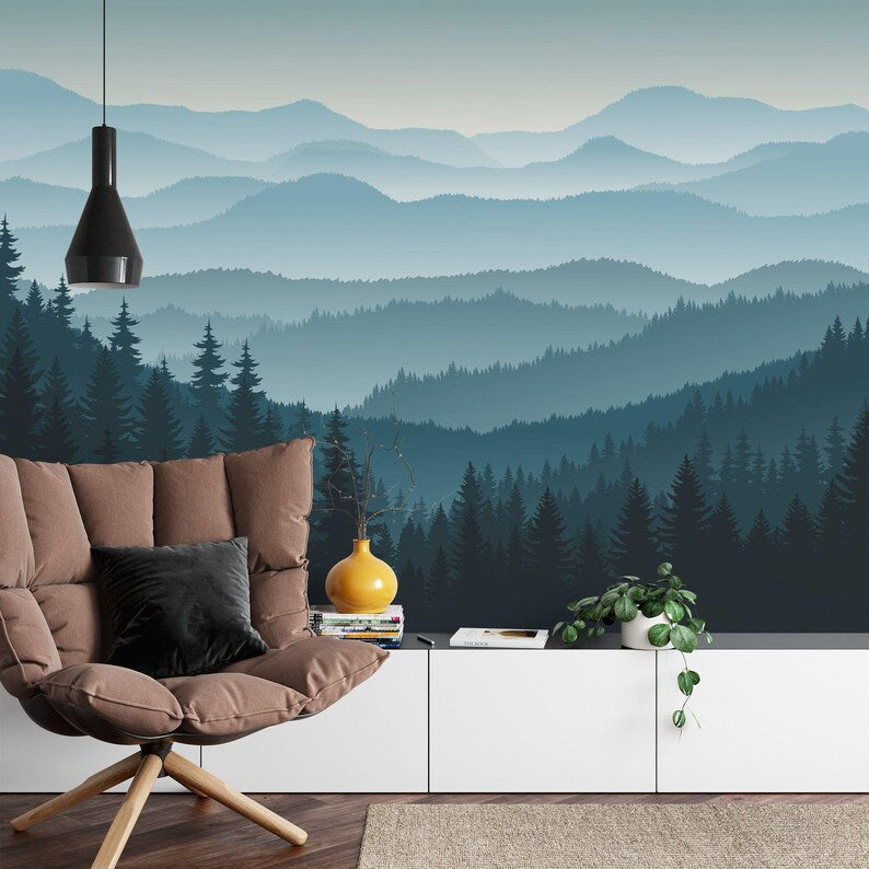 Blue Mountain Pine Forest Wallpaper Mural