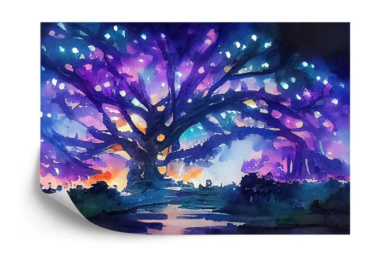 Watercolor Fairy Forest Tree Wallpaper Mural Gift