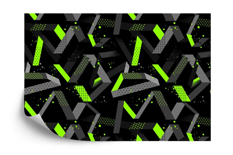 Gaming Kids Room Wallpaper Mural, Geometric Art Print