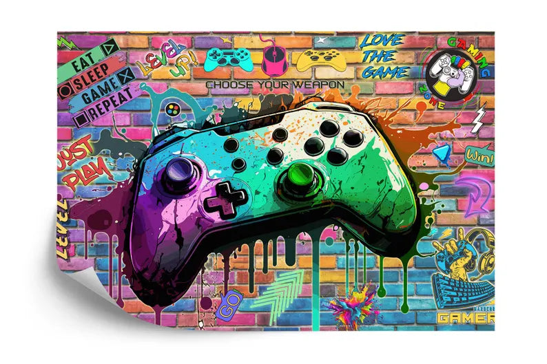 Gaming Room Wallpaper Mural, Graffiti Art Print