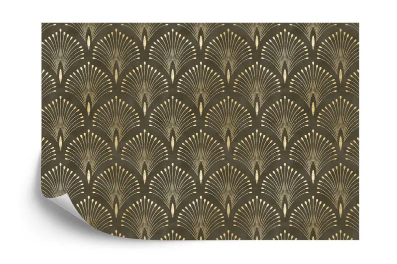 Art Deco Peacock Feather Wallpaper Mural Art Print