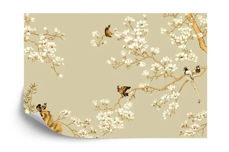 Chinoiserie Floral Birds Wall Mural Art Print