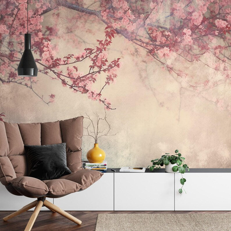 Vintage Floral Wallpaper Mural, Flower Branches