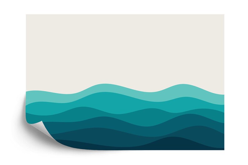 Blue Ocean Wave Wallpaper Mural Nursery Decor