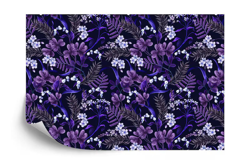 Purple Floral Bouquet Wallpaper Art Print