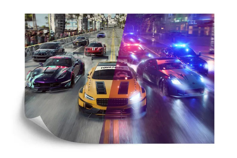 Car Race Gaming Wallpaper Mural Art Print