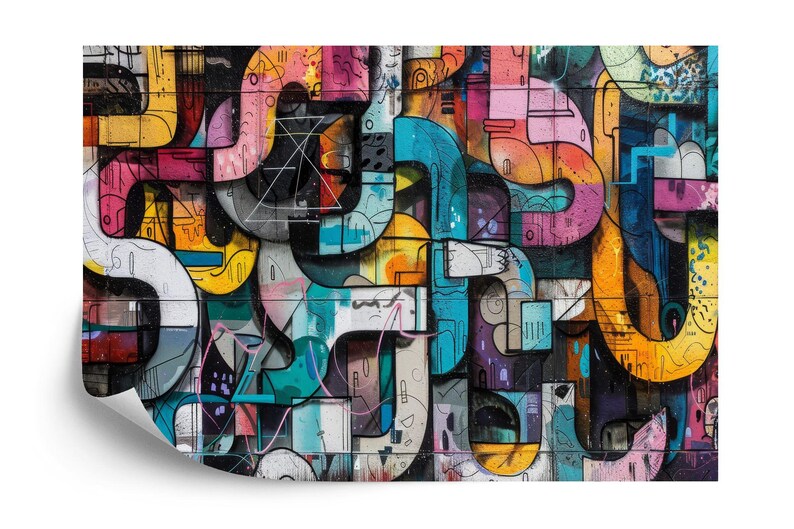Graffiti Street Wallpaper Mural, Urban Abstract Art