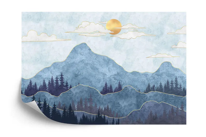 Mountains and Trees Nursery Wallpaper Mural Art Print