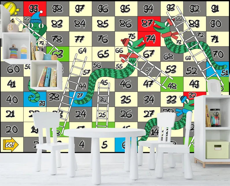 Snakes and Ladders Board Game Wallpaper Mural