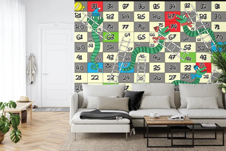 Snakes and Ladders Board Game Wallpaper Mural