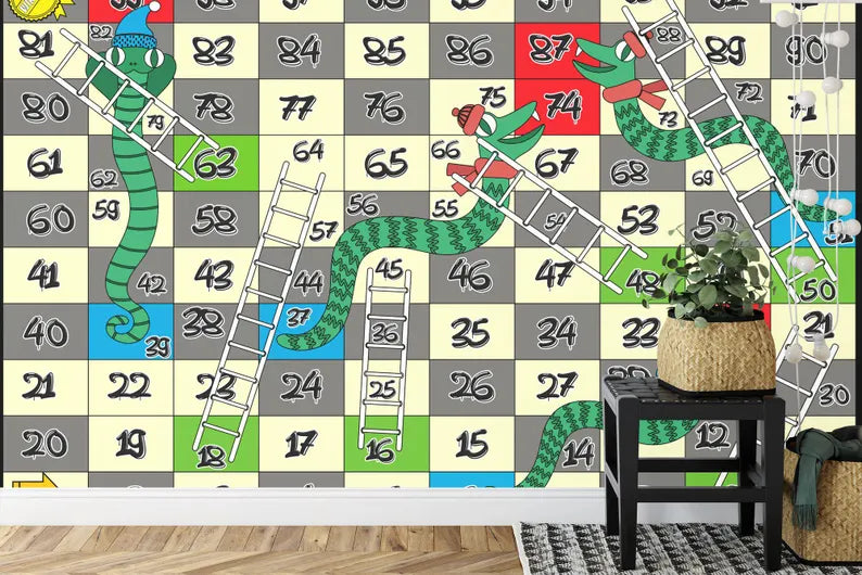 Snakes and Ladders Board Game Wallpaper Mural