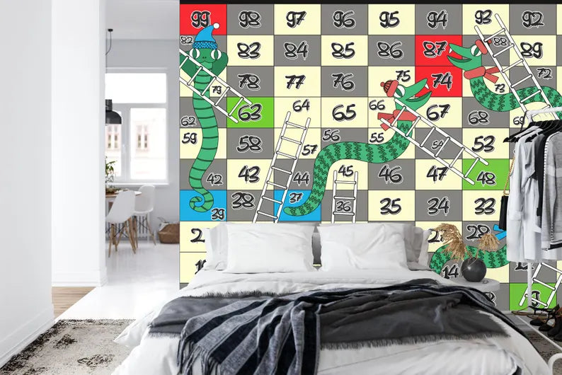 Snakes and Ladders Board Game Wallpaper Mural