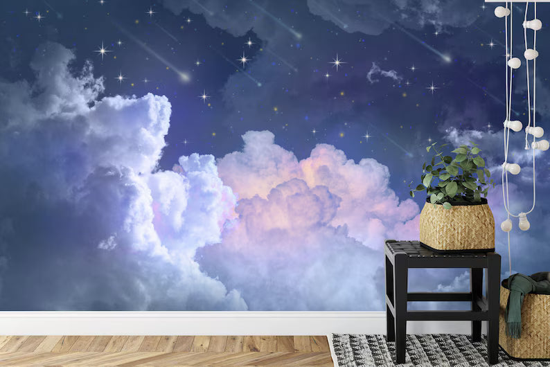Falling Stars Nursery Wallpaper Mural Art Print