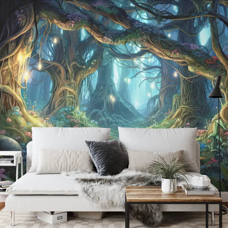 Enchanted Forest Wallpaper Mural Girls Room Decor