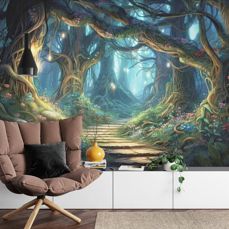 Enchanted Forest Wallpaper Mural Girls Room Decor