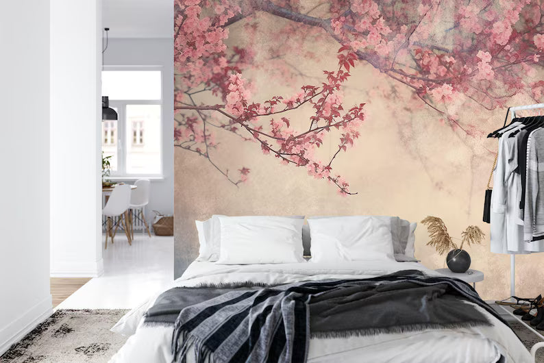 Vintage Floral Wallpaper Mural, Flower Branches
