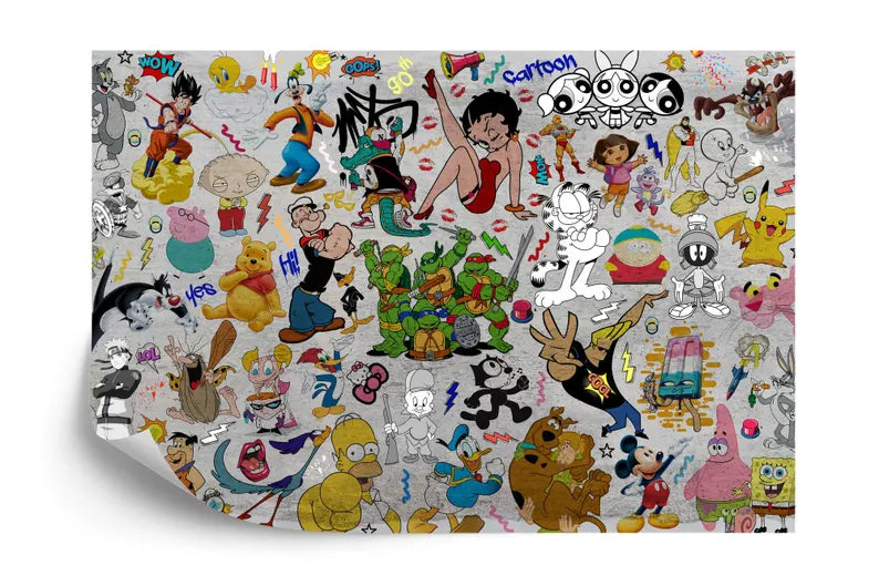 Cartoon Graffiti Wallpaper Mural, Kids Teenage Wall Decor