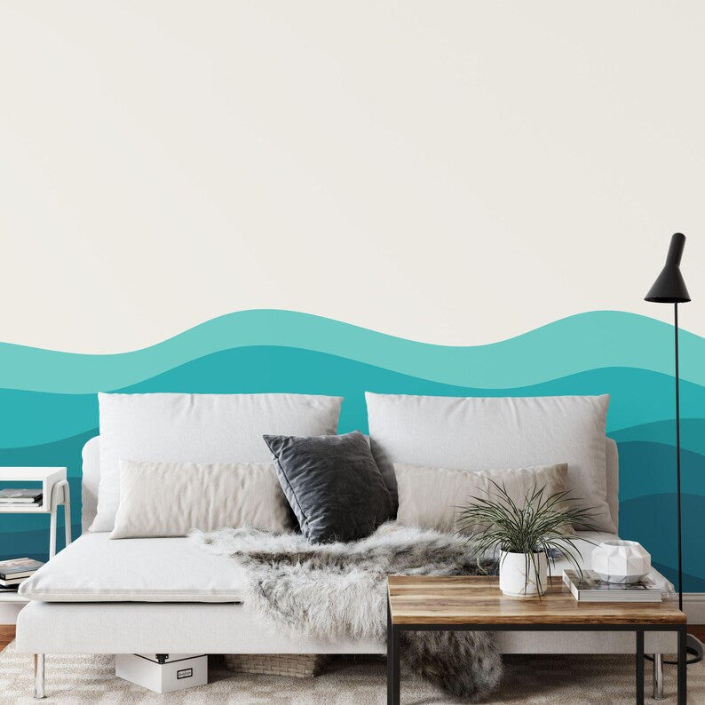 Blue Ocean Wave Wallpaper Mural Nursery Decor