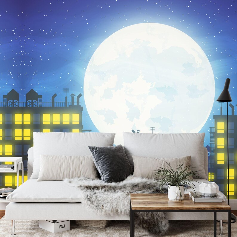 Comic Cityscape Wallpaper Mural, Kids Room Decor