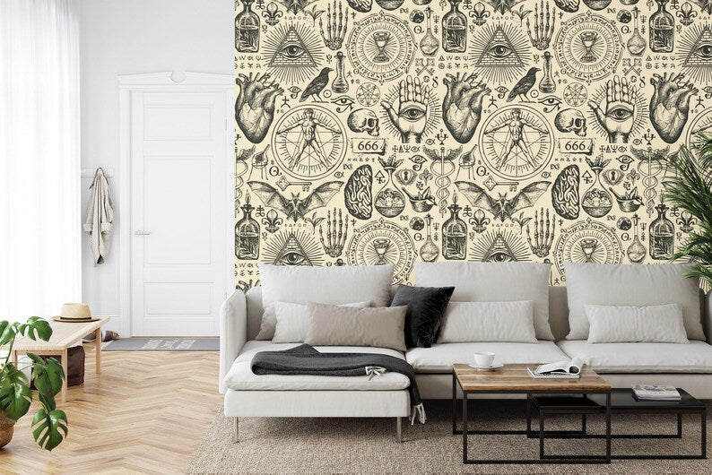 Esoteric Alchemy Wallpaper Mural: Vintage Witchcraft