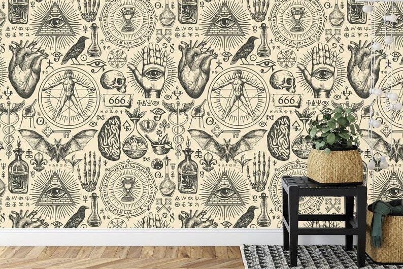 Esoteric Alchemy Wallpaper Mural: Vintage Witchcraft