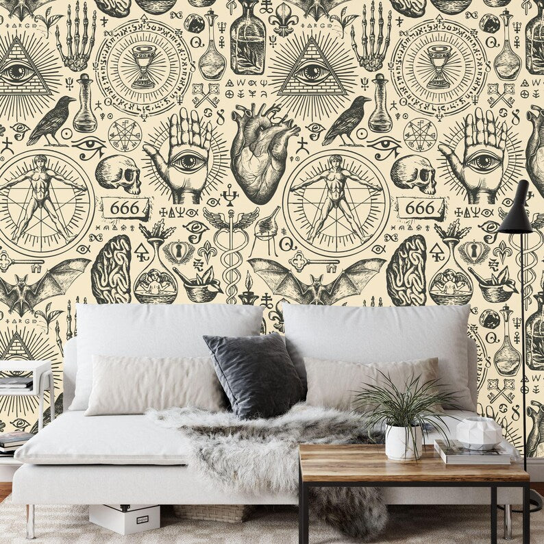 Esoteric Alchemy Wallpaper Mural: Vintage Witchcraft