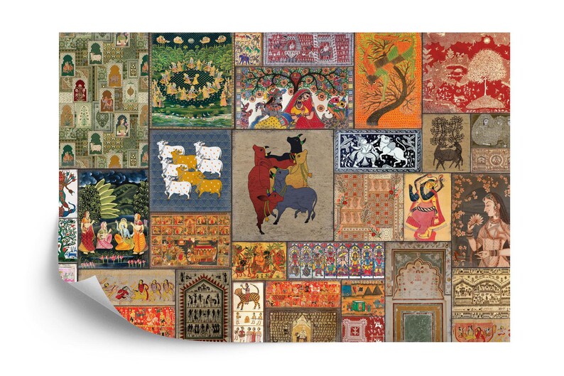 Mughal Art Wallpaper Mural, Traditional Indian Painting