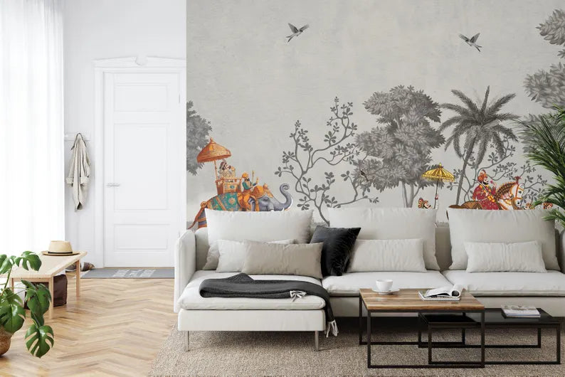 Mughal Elephant Wallpaper Mural India Home Decor