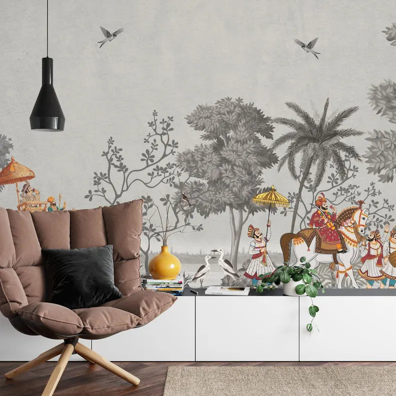 Mughal Elephant Wallpaper Mural India Home Decor