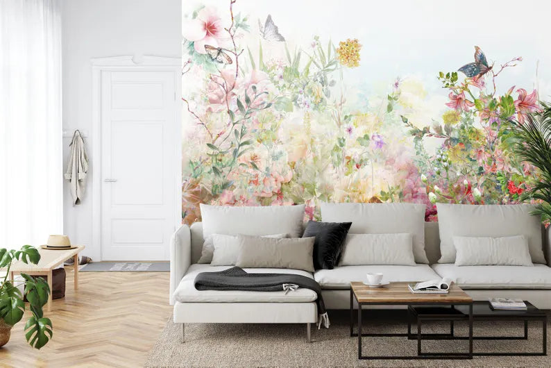 Floral Watercolor Wall Mural Gift Art Print